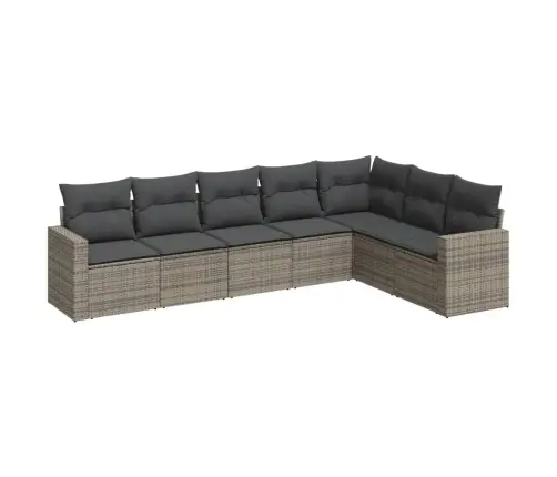 7-Daļīgs Dārza Dīvāna Komplekts, Matrači, Pelēka Pe Rotangpalma Vidaxl