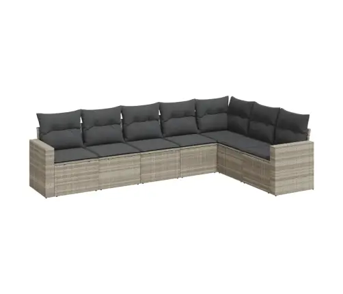 Sofos Komplektas Su Pagalvėlėmis, 7 Dalių, Pilkas, Poliratanas