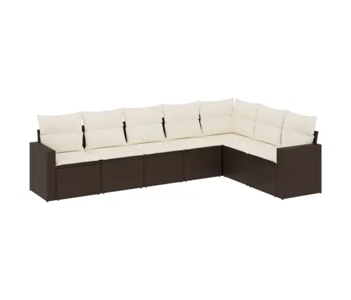 7-Osaline Aiamööblikomplekt Patjadega, Pruun, Polürotang