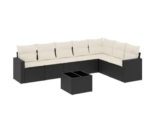 8-Daļīgs Dārza Dīvāna Komplekts, Matrači, Melna Pe Rotangpalma Vidaxl