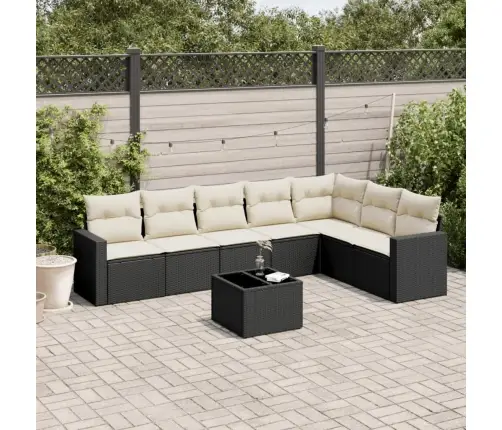 8-Daļīgs Dārza Dīvāna Komplekts, Matrači, Melna Pe Rotangpalma Vidaxl