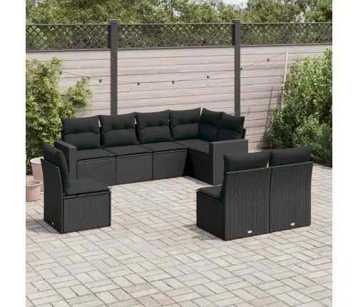 8-Daļīgs Dārza Dīvāna Komplekts, Matrači, Melna Pe Rotangpalma Vidaxl