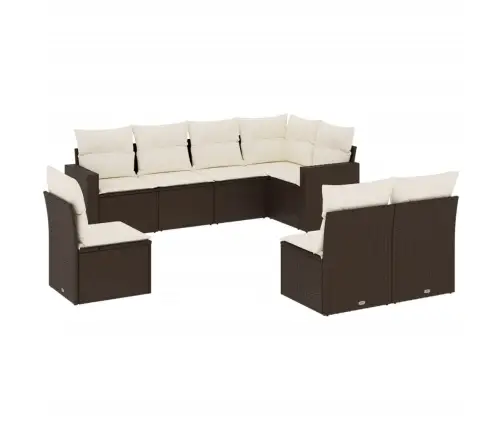 8-Daļīgs Dārza Dīvānu Komplekts, Matrači, Brūna Pe Rotangpalma Vidaxl