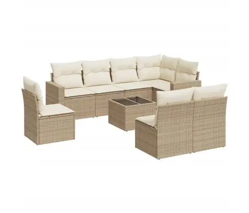 9-Osaline Aiadiivani Komplekt Patjadega, Beež, Polürotang