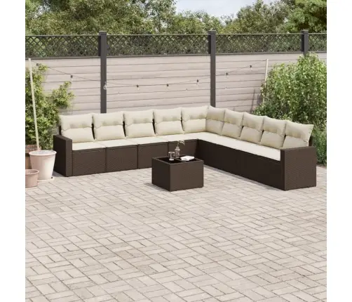 10-Osaline Aiadiivani Komplekt Patjadega, Pruun, Polürotang