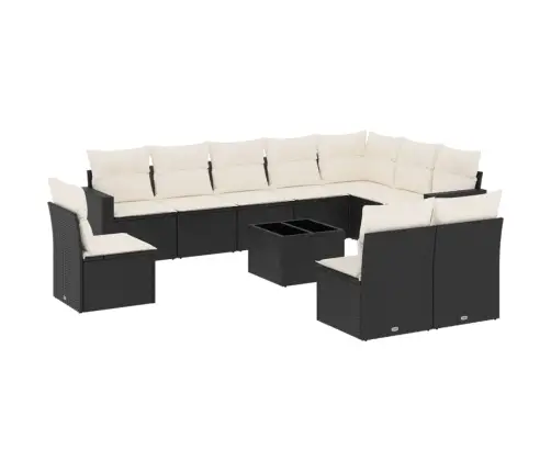 11-Daļīgs Dārza Dīvāna Komplekts, Matrači, Melna Pe Rotangpalma Vidaxl