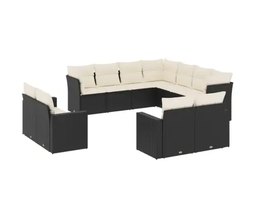 11-Daļīgs Dārza Dīvāna Komplekts, Matrači, Melna Pe Rotangpalma Vidaxl