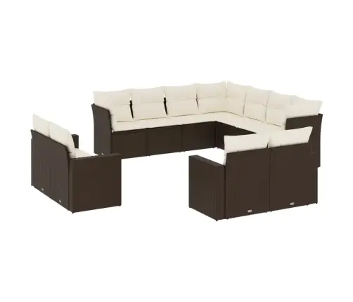 11-Daļīgs Dārza Dīvāna Komplekts, Matrači, Brūna Pe Rotangpalma Vidaxl