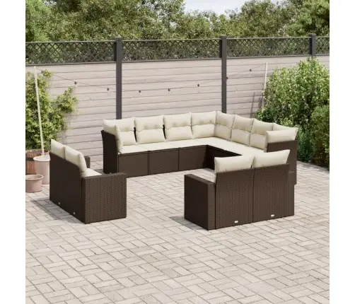 11-Daļīgs Dārza Dīvāna Komplekts, Matrači, Brūna Pe Rotangpalma Vidaxl