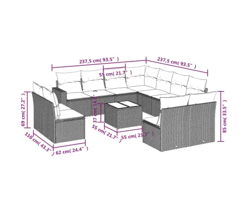 12-Osaline Aiadiivani Komplekt Patjadega, Beež, Polürotang