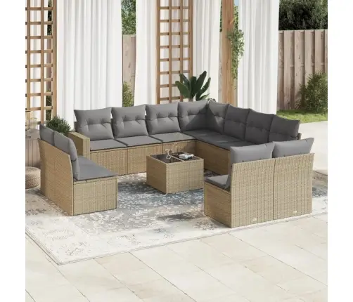 12-Osaline Aiadiivani Komplekt Patjadega, Beež, Polürotang