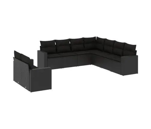 9-Daļīgs Dārza Dīvāna Komplekts, Matrači, Melna Pe Rotangpalma Vidaxl