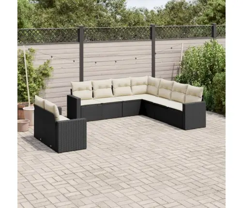 9-Daļīgs Dārza Dīvāna Komplekts, Matrači, Melna Pe Rotangpalma Vidaxl