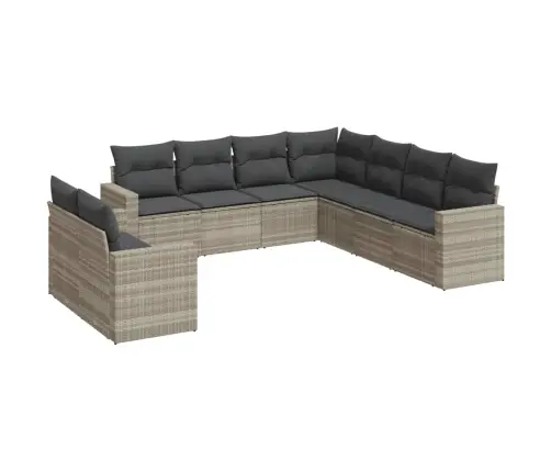 Sofos Komplektas Su Pagalvėlėmis, 9 Dalių, Pilkas, Poliratanas