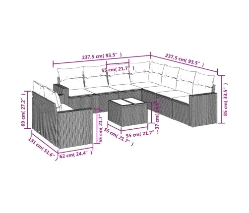 10-Osaline Aiadiivani Komplekt Patjadega, Hall, Polürotang