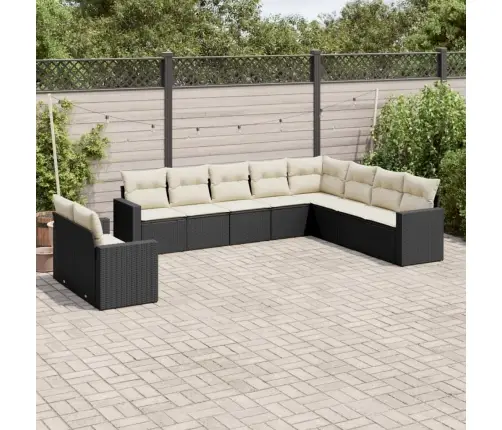 Sodo Komplektas Su Pagalvėlėmis, 10 Dalių, Juodas, Poliratanas