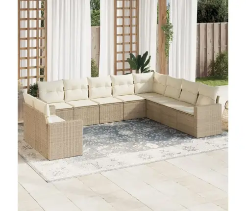 10-Osaline Aiadiivani Komplekt Patjadega, Beež, Polürotang