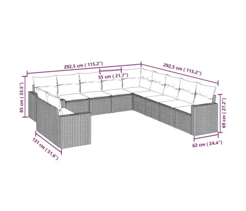 11-Osaline Aiadiivani Komplekt Patjadega, Helehall, Polürotang