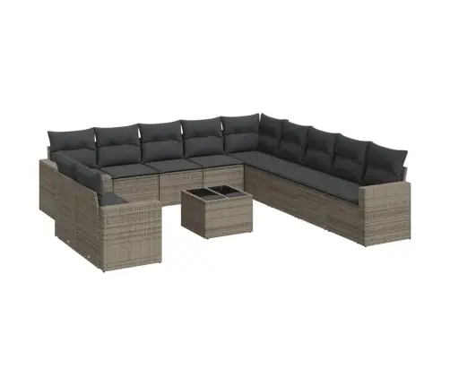 Sodo Komplektas Su Pagalvėlėmis, 12 Dalių, Pilkas, Poliratanas