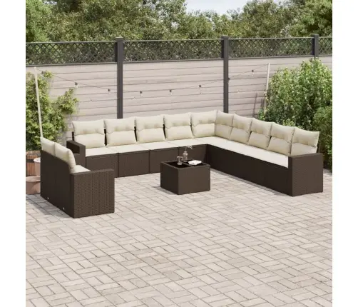 12-Daļīgs Dārza Dīvāna Komplekts, Matrači, Brūna Pe Rotangpalma Vidaxl