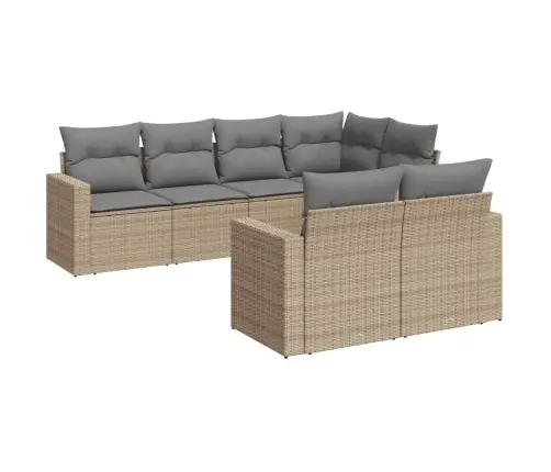 7-Daļīgs Dārza Dīvāna Komplekts, Matrači, Bēša Pe Rotangpalma Vidaxl