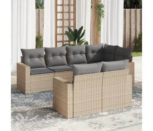 7-Daļīgs Dārza Dīvāna Komplekts, Matrači, Bēša Pe Rotangpalma Vidaxl