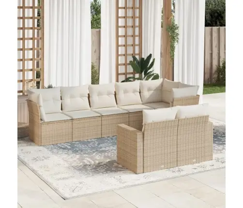 Sofos Komplektas Su Pagalvėlėmis, 8 Dalių, Smėlio, Poliratanas