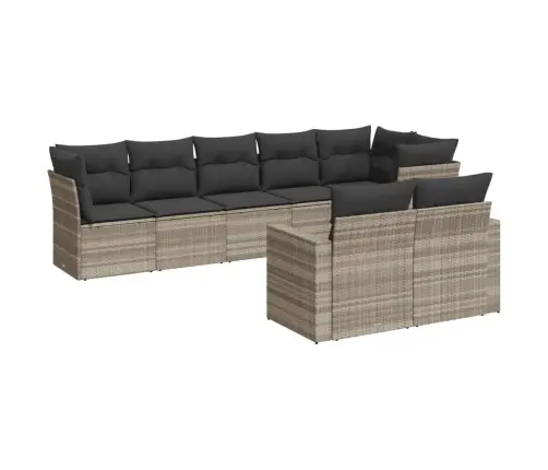 8-Daļīgs Dārza Dīvāna Komplekts,Matrači, Gaiši Pelēka Pe Pinums Vidaxl