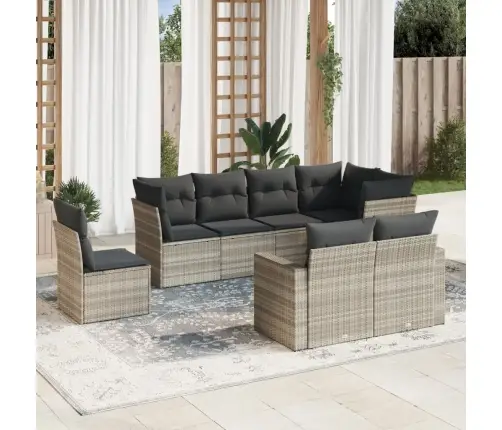 Sodo Komplektas Su Pagalvėlėmis, 8 Dalių, Pilkas, Poliratanas