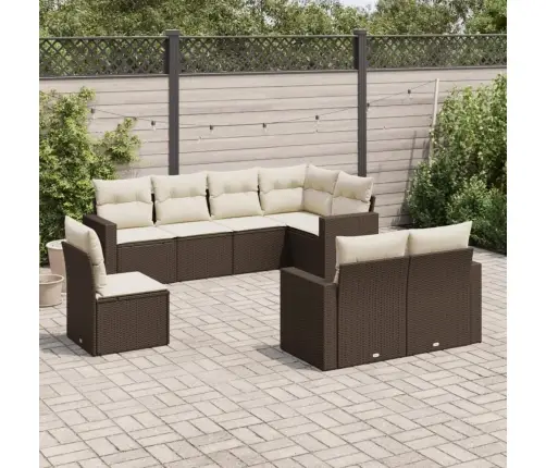 8-Osaline Aiadiivani Komplekt Patjadega, Pruun, Polürotang