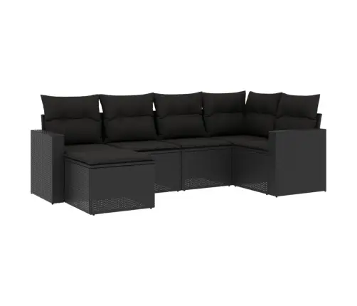 6-Daļīgs Dārza Dīvāna Komplekts, Matrači, Melna Pe Rotanpalma Vidaxl