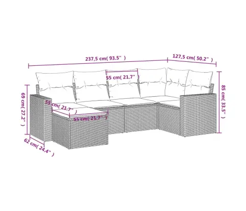 6-Osaline Aiadiivani Komplekt Patjadega, Must, Polürotang