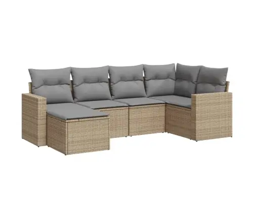 6-Daļīgs Dārza Dīvāna Komplekts, Matrači, Bēša Pe Rotangpalma Vidaxl