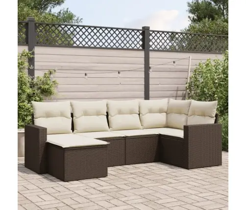 Sofos Komplektas Su Pagalvėlėmis, 6 Dalių, Rudas, Poliratanas