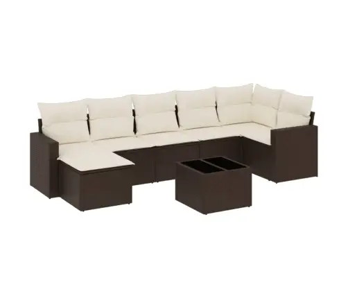 8-Daļīgs Dārza Dīvānu Komplekts, Matrači, Brūna Pe Rotangpalma Vidaxl