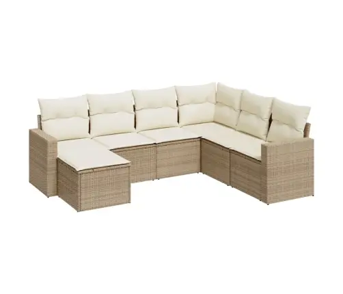 7-Daļīgs Dārza Dīvāna Komplekts, Matrači, Bēša Pe Rotangpalma Vidaxl 7-Daļīgs Dārza Dīvāna Komplekts, Matrači, Bēša Pe Rotangpalma Vidaxl