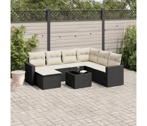 8-Daļīgs Dārza Dīvāna Komplekts, Matrači, Melna Pe Rotangpalma Vidaxl