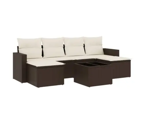 7-Daļīgs Dārza Dīvānu Komplekts, Matrači, Brūna Pe Rotangpalma Vidaxl