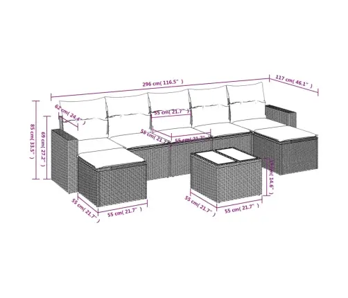 8-Osaline Aiadiivani Komplekt Patjadega, Must, Polürotang