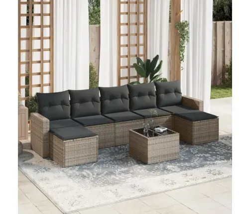 Sodo Komplektas Su Pagalvėlėmis, 8 Dalių, Pilkas, Poliratanas