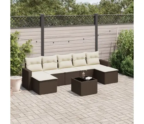 8-Daļīgs Dārza Dīvānu Komplekts, Matrači, Brūna Pe Rotangpalma Vidaxl