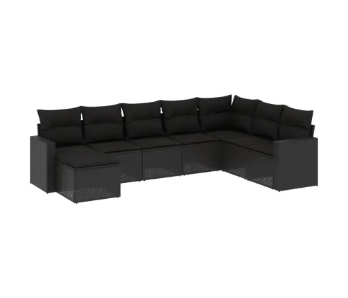 8-Daļīgs Dārza Dīvāna Komplekts, Matrači, Melna Pe Rotangpalma Vidaxl