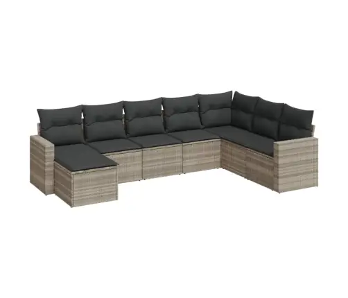 8-Daļīgs Dārza Dīvāna Komplekts,Matrači, Gaiši Pelēka Pe Pinums Vidaxl