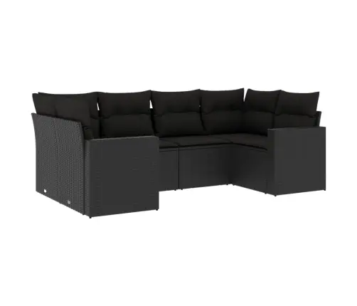 Sofos Komplektas Su Pagalvėlėmis, 6 Dalių, Juodas, Poliratanas