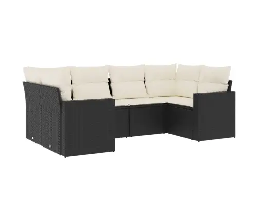 Sofos Komplektas Su Pagalvėlėmis, 6 Dalių, Juodas, Poliratanas