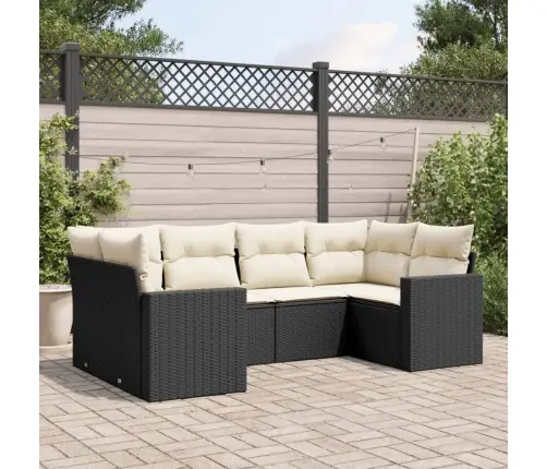 Sofos Komplektas Su Pagalvėlėmis, 6 Dalių, Juodas, Poliratanas