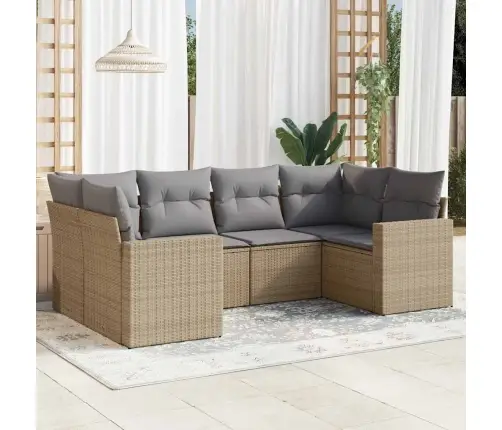 Sofos Komplektas Su Pagalvėlėmis, 6 Dalių, Smėlio, Poliratanas