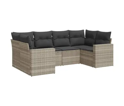 6-Osaline Aiamööblikomplekt Patjadega, Helehall, Polürotang