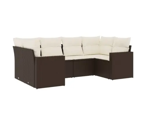 6-Daļīgs Dārza Dīvānu Komplekts, Matrači, Brūna Pe Rotangpalma Vidaxl