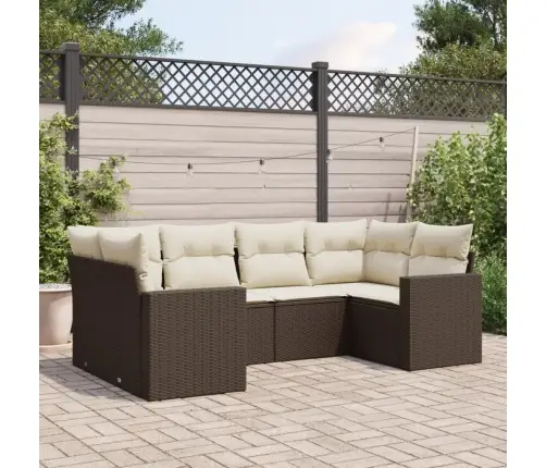 6-Daļīgs Dārza Dīvānu Komplekts, Matrači, Brūna Pe Rotangpalma Vidaxl